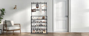 5-Tier Metal Coat Stand with Shoe Rack & 8 Hooks – Freestanding Hall Tree, Black