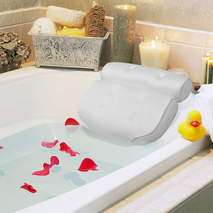 3D Mesh Bath Pillow with Suction Cups — Neck & Back Support for Bath and Spa
