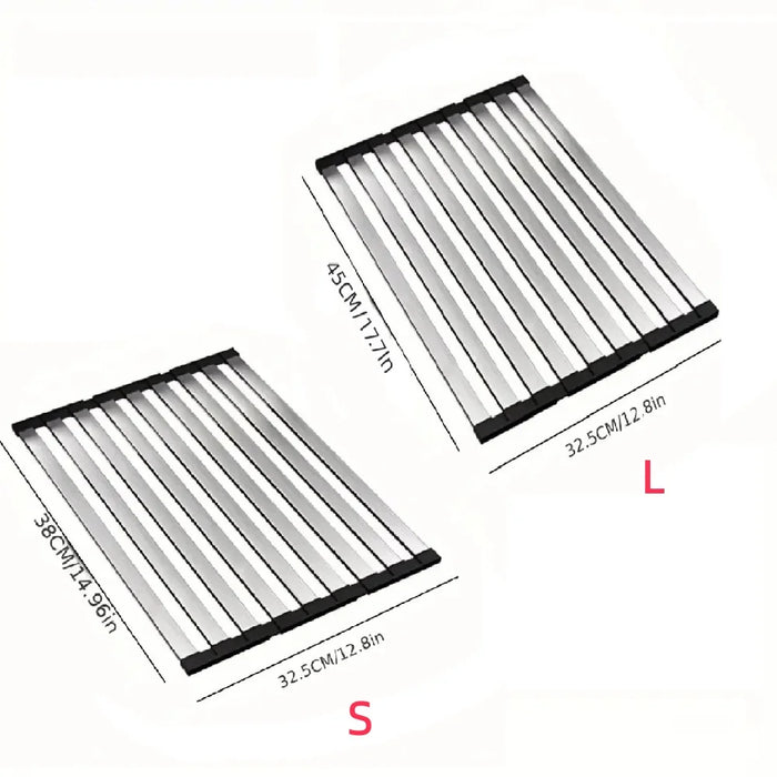 304 Stainless Steel Foldable Sink Drain Rack — Retractable Dish Drainer (S/L)
