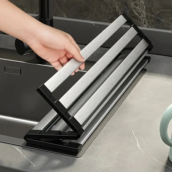 304 Stainless Steel Foldable Sink Drain Rack — Retractable Dish Drainer (S/L)