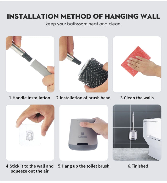 SDARISB Long-Handle Silicone Toilet Brush with Bendable Head (DR-FE94)