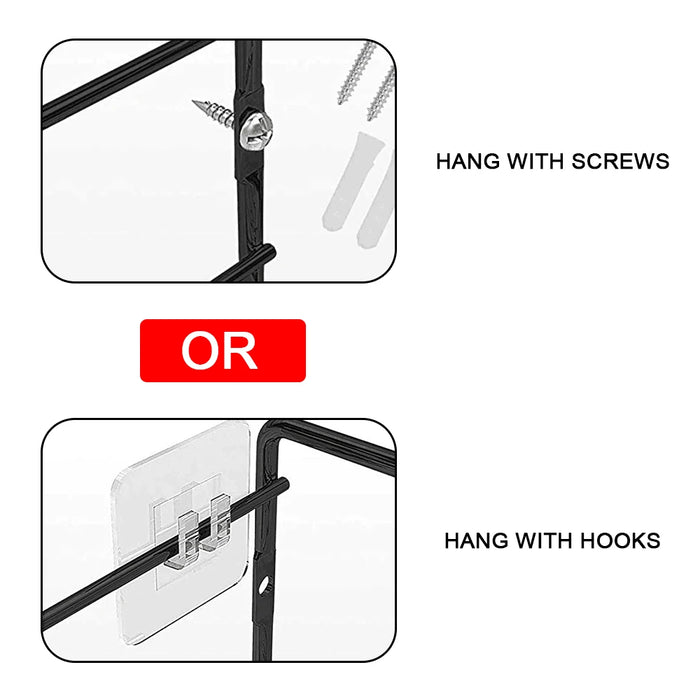 2-Pack Metal Wall-Mounted Spice Rack – Single-Layer Carbon Steel Hanging Organiser