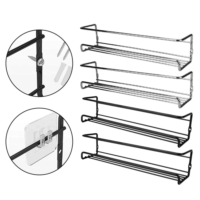 2-Pack Metal Wall-Mounted Spice Rack – Single-Layer Carbon Steel Hanging Organiser