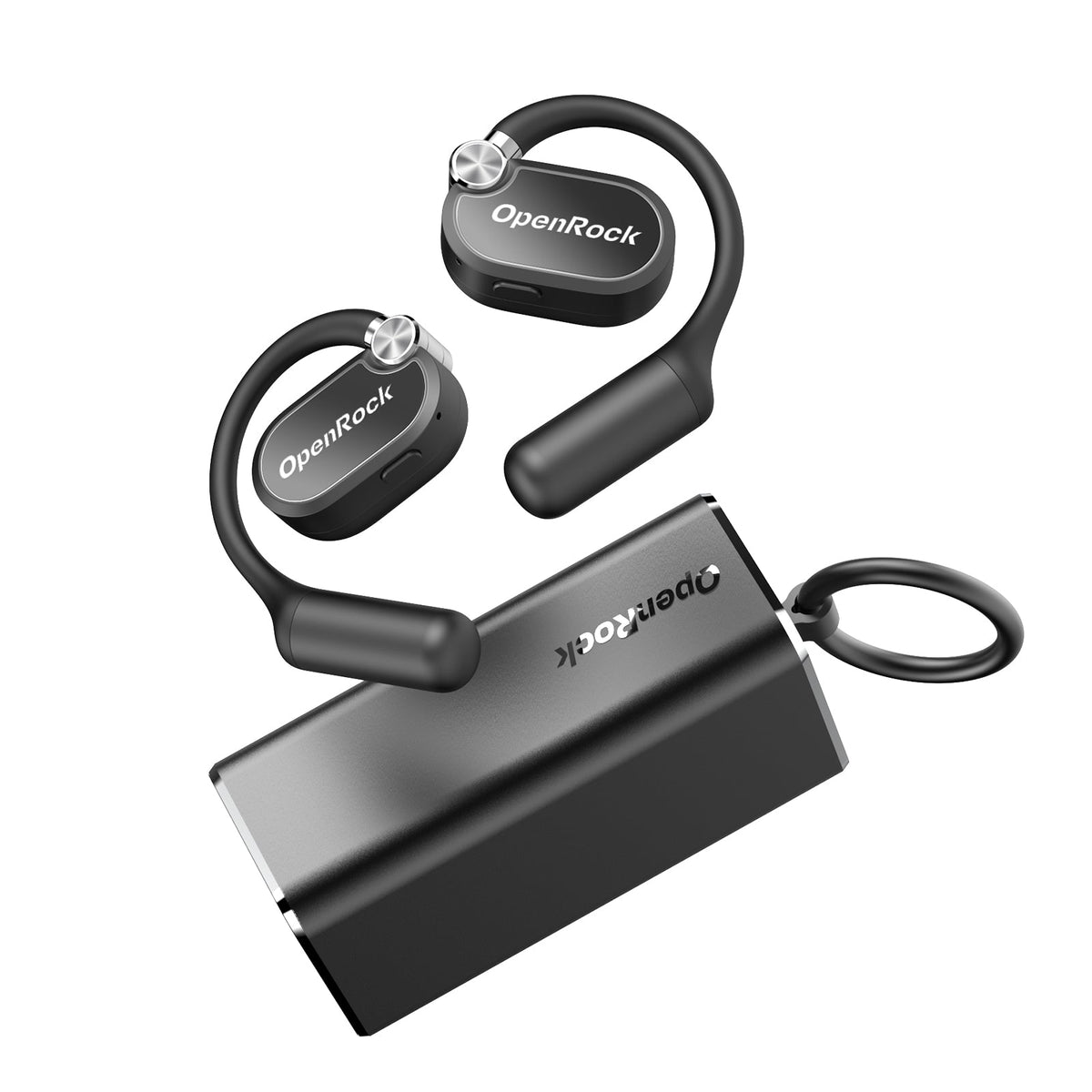 OneOdio OpenRock X — Open Ear True bezvadu austiņu sporta austiņas, Bluetooth 5.3, spēcīgs bass, 4 mikrofonu ENC, jaunināti regulējami silikona ausu āķi, 48 stundu atskaņošanas laiks, noturīgs pret sviedriem, viedā lietotne, saderīga ar iPhone un Android