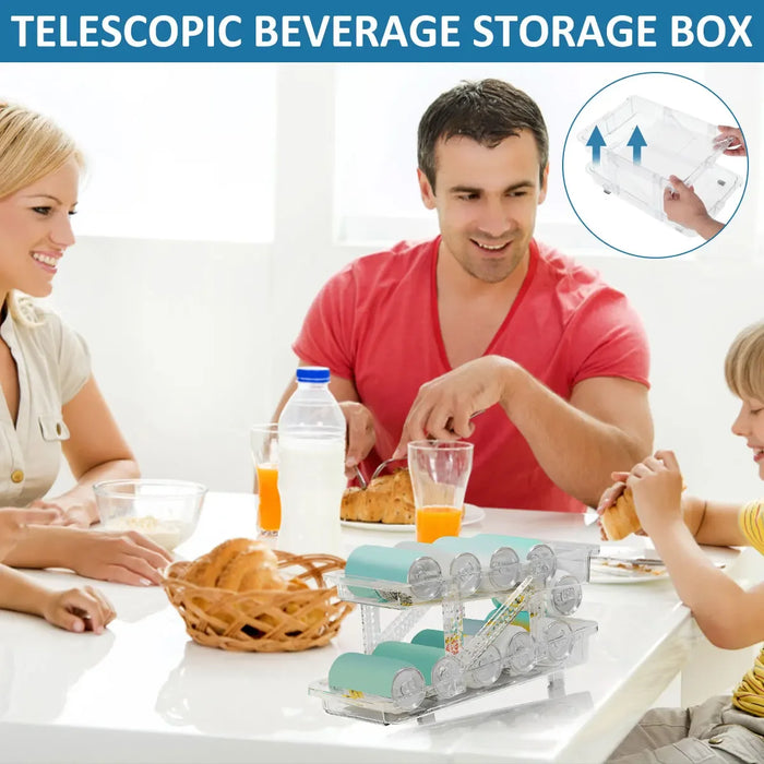 2-Tier Rolling Can Dispenser – Expandable Fridge Can Organiser