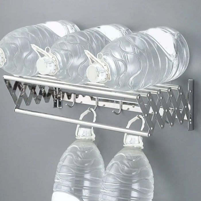 Wall-Mounted Folding Drying Rack — Rustproof Stainless Steel, Retractable Arms