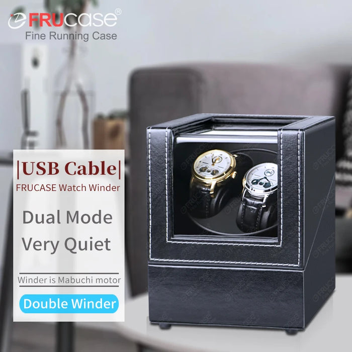 PU Watch Winder for Automatic Watches — 1 or 2 Watch Options, Two Rotation Modes