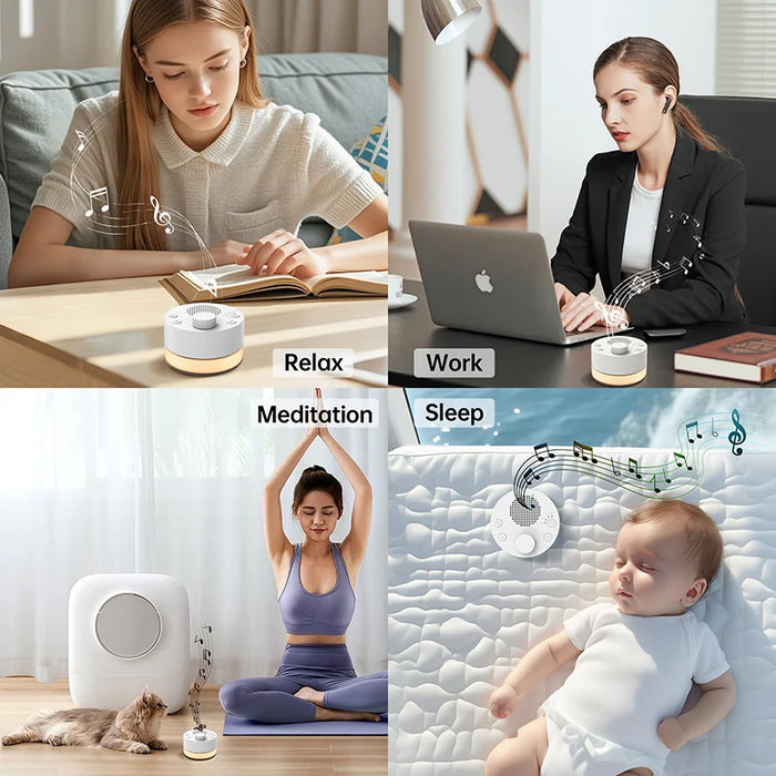 Portable White Noise Machine — 24 Soothing Sounds, Warm Night Light & Memory
