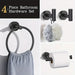 4-piece Stainless Steel Bathroom Set — Toilet Roll Holder, Towel Ring & 2 Hooks