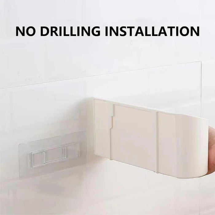 Adhesive Wall-Mounted Storage Rack – Single-Tier Kitchen & Bathroom Organiser (1pc/2pc)