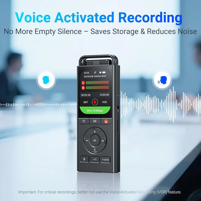 144GB Digital Voice Recorder — Voice-Activated for Lectures, Meetings & Interviews