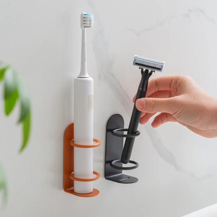 Punch-free Wall-mounted Toothbrush & Razor Holder — Wrought Iron, Self-adhesive