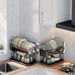 2-Tier Dish Drying Rack with Drip Tray, Cup & Utensil Holders