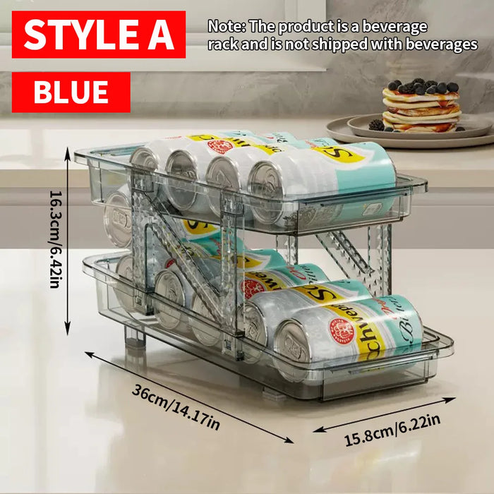 Expandable 2‑Tier Can Storage Rack – Transparent Double‑Layer Fridge Stacker