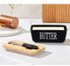 Ceramic Butter & Cheese Storage Box with Bamboo Lid and Knife — 14.8×8.5×6cm