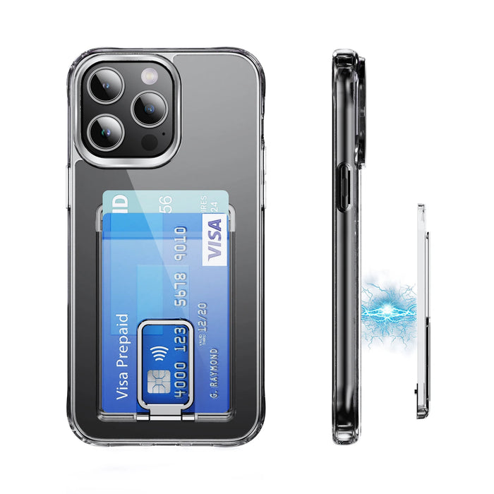 Transparent MagSafe Card Wallet & Stand for iPhone – Clear PC Case