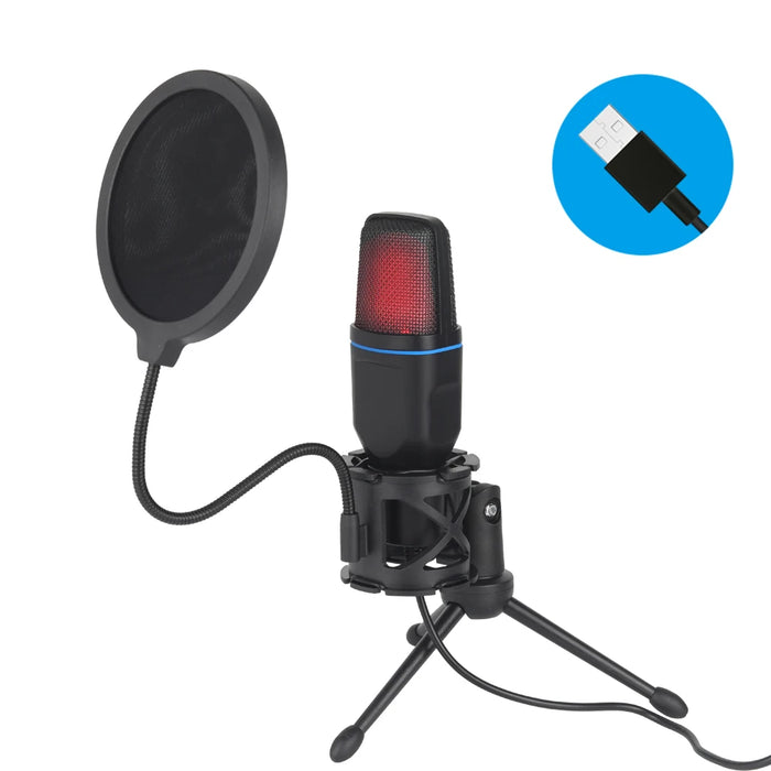 USB RGB Condenser Microphone — Wired Gaming & Streaming Mic for PC/Laptop