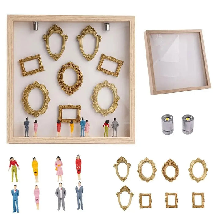 Mini Museum Silhouette Photo Box – DIY Memory Display Kit with Frames & Figurines