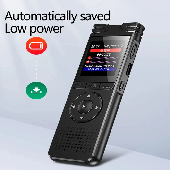 Pen Voice Recorder — 1.44in Colour Screen, Dual Mic, 500mAh, Up to 128GB