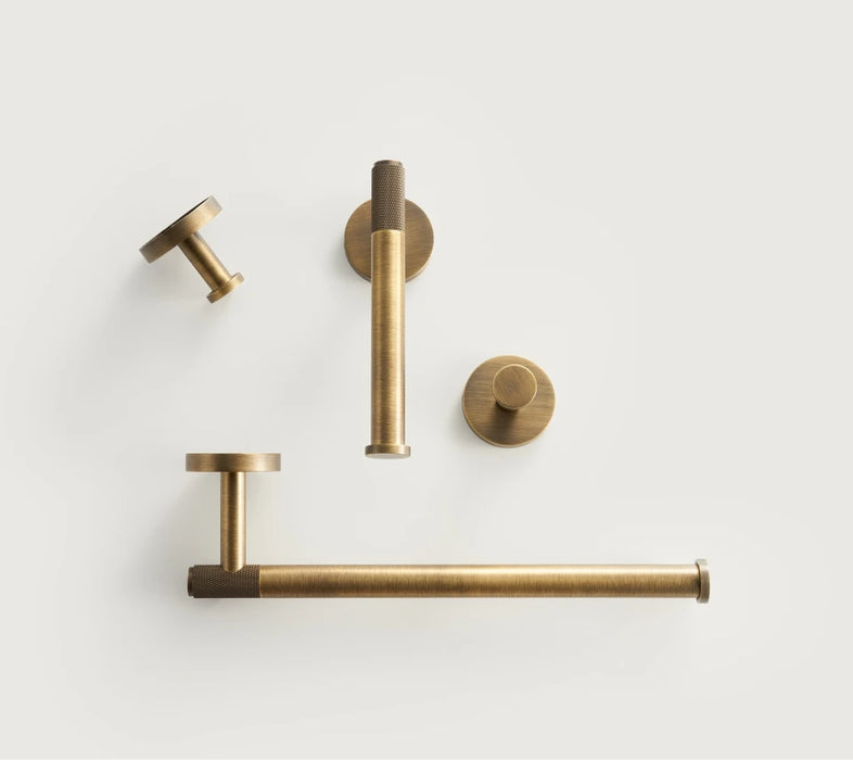 Brass Knurled Antique Bronze Bathroom Hardware – Towel Rack, Toilet Roll Holder & Hook