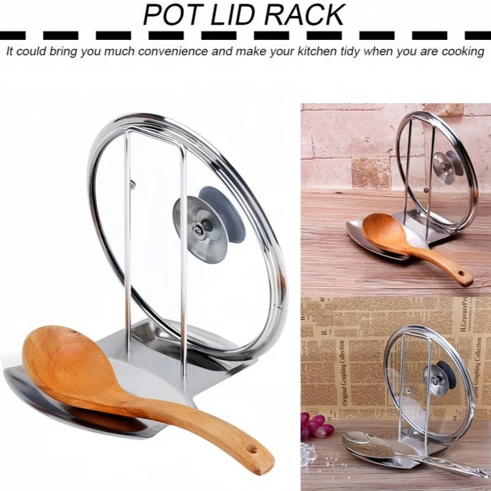 Stainless Steel Detachable Pot Lid & Utensil Rack