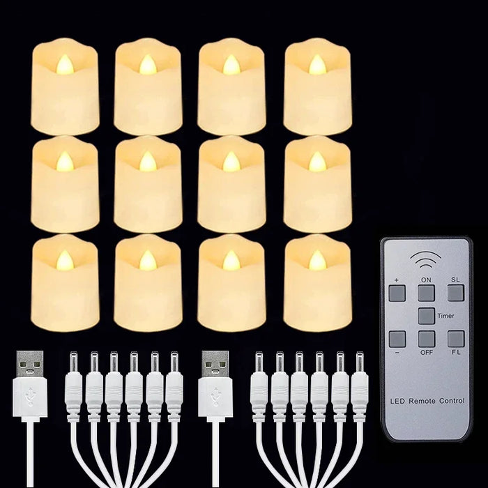 Rechargeable LED Tea Lights with Remote — Flameless Timer Candles (Warm & Colour)