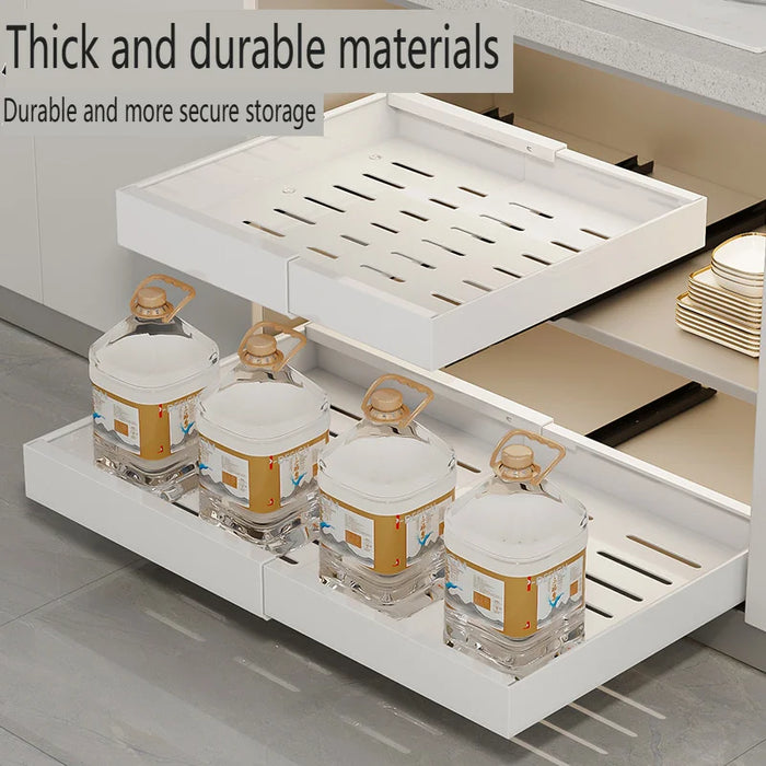 Punch-Free Retractable Pull-Out Storage Basket — 32–52cm Adjustable