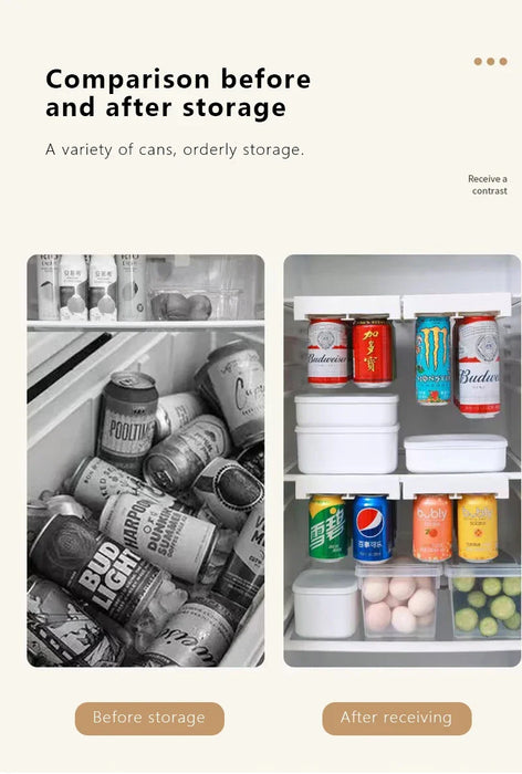 Fridge Hanging Drawer Can Dispenser – Plastic Beverage Rack, Holds 8 Cans (17x28cm)