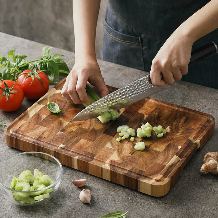 Acacia End-Grain Cutting Board 35×25×2.6cm — Seamless Splice, Damp-proof