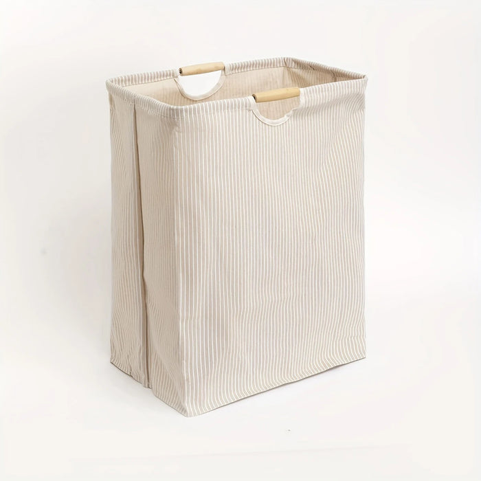 Large Dual-Handle Laundry Hamper — Tall Freestanding Waterproof Cotton Basket (Khaki)