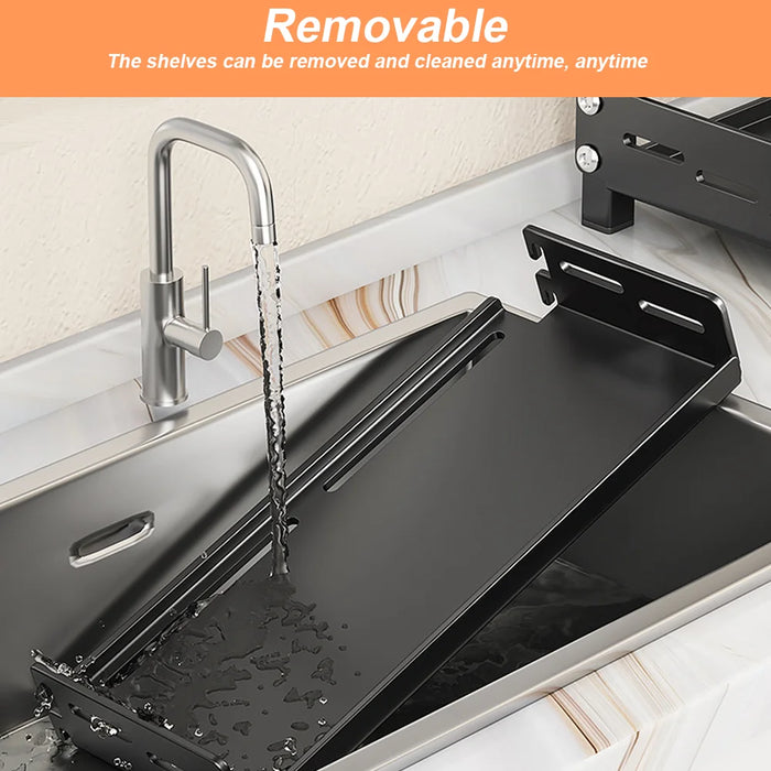 3-Tier Carbon Steel Kitchen Storage Rack for Spices & Utensils