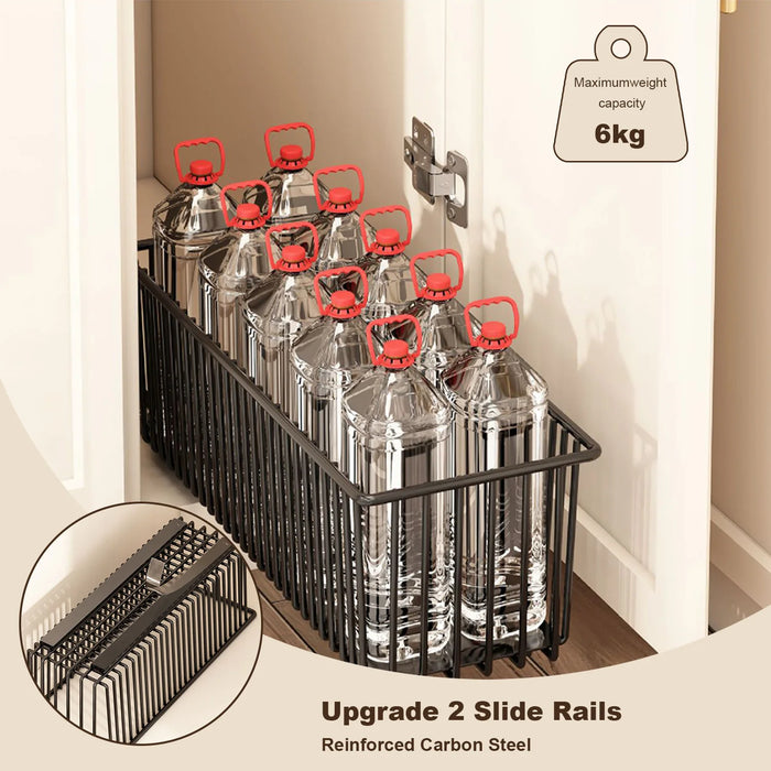 Pull-Out Cabinet Organiser – 2 Pack Carbon Steel Sliding Pantry Drawers