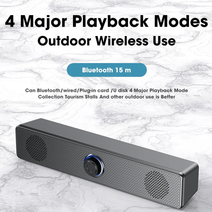 Portable Soundbar Speaker — Bluetooth 5.3 & Wired AUX, USB-powered, 2.0 Stereo