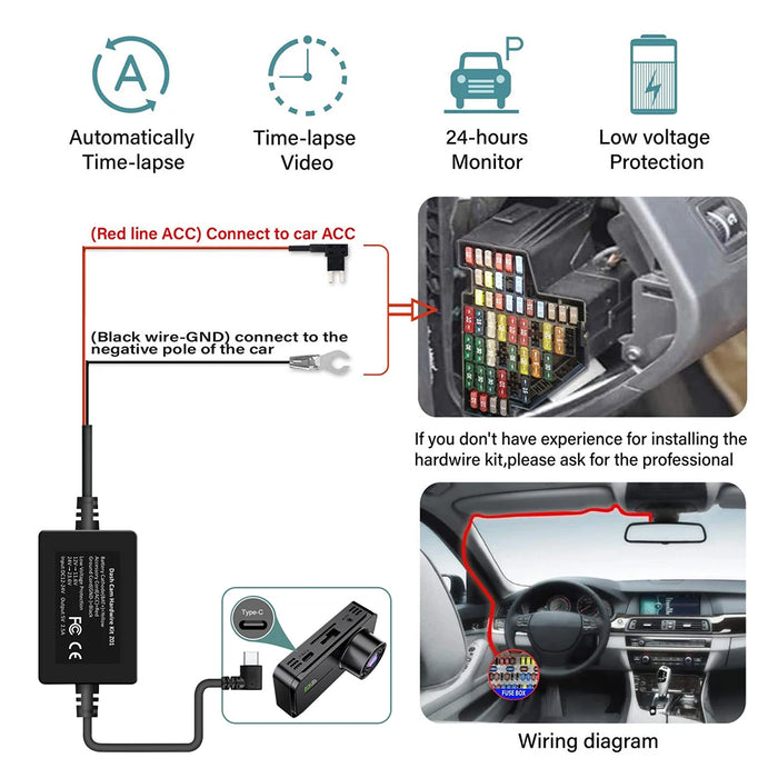 4‑Channel Dash Cam with 170° Front Lens, Night Vision & 24/7 Parking Monitor