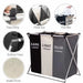 Foldable Laundry Basket with Aluminium Frame & 600D Oxford Fabric — 3‑Grid Large Capacity