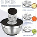 8-Piece Stainless Steel Mixing Bowls with Airtight Lids — Black, Non-Slip Bases