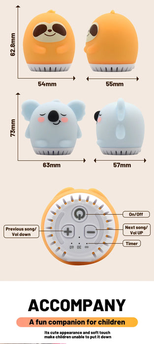 Mini Rabbit White Noise Machine & LED Night Light — 20 Soothing Sounds, USB‑C Rechargeable Silicone Sleep Aid