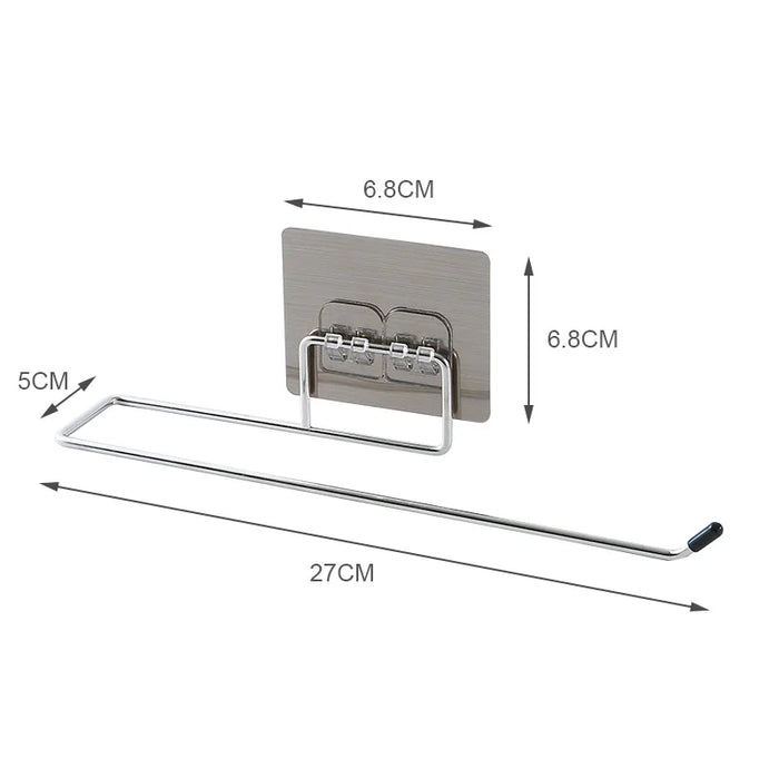 Drill-Free Stainless Steel Wall-Mounted Paper Towel & Toilet Roll Holder
