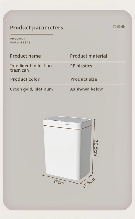Smart Touchless Bathroom Bin — 15L Narrow Automatic Sensor Waste Bin, White