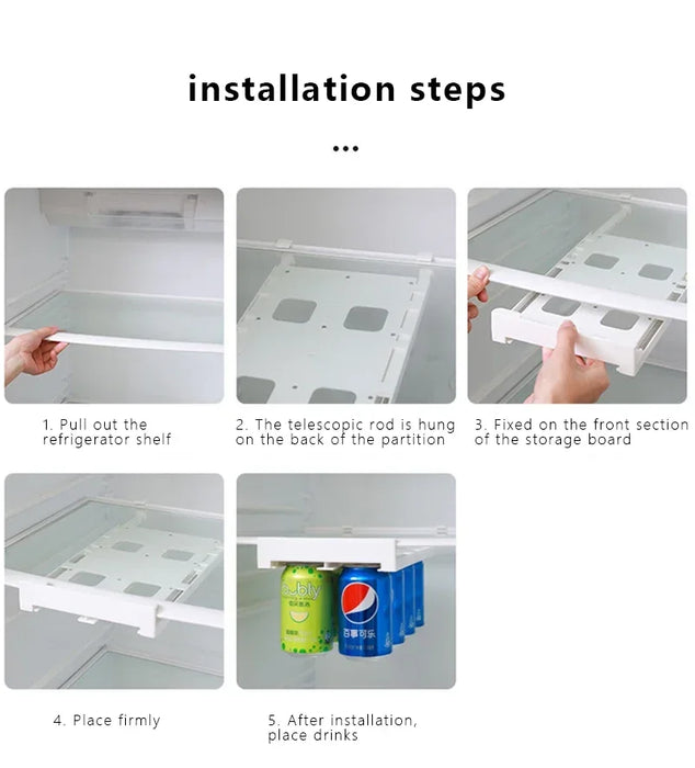 Fridge Hanging Drawer Can Dispenser – Plastic Beverage Rack, Holds 8 Cans (17x28cm)