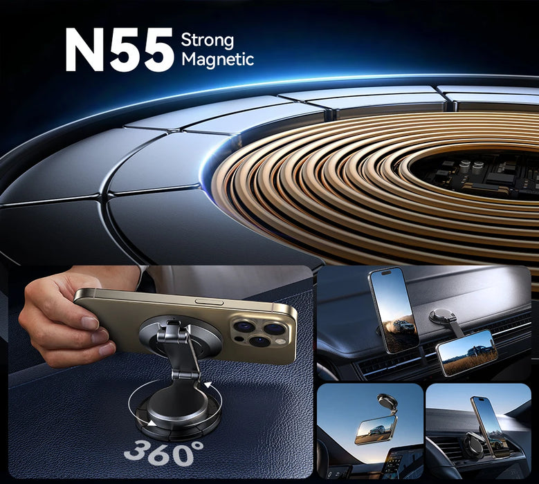 Joyroom JR-ZS408 Magnetic Car Mount — 15W Wireless Charger, N55 Magnets, 360° Rotation