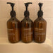 3‑Pack Amber Reusable Shampoo & Body Wash Dispensers with Printed Labels (500ml)