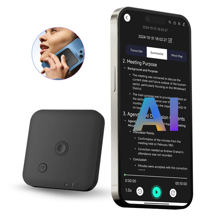 AI Voice & Call Recorder — Speech-to-Text, Summarisation, 102 Languages, 64GB