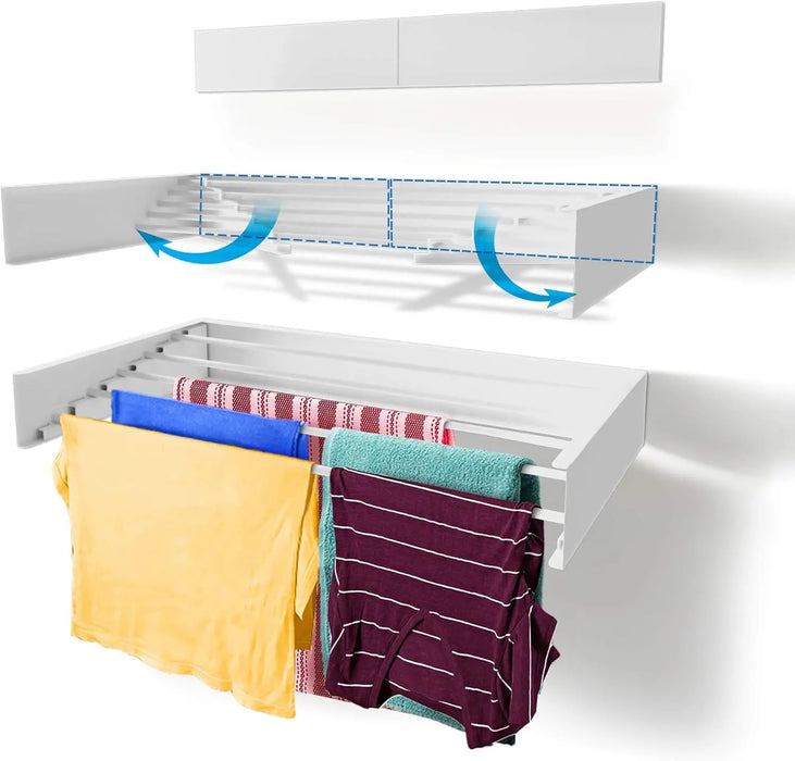 Collapsible Wall-Mounted Laundry Drying Rack — 5 Aluminium Rods