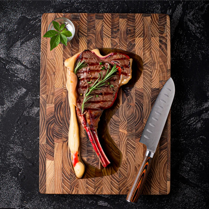 Large Teak Wood Cutting Board — 16.5 x 11.8 in or 13.3 x 9.5 in, 1 in Thick
