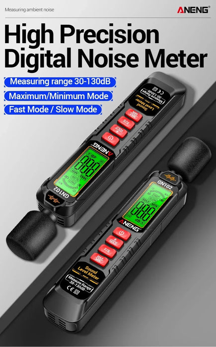 GN102 Sound Level Meter 30–130 dB — Portable Digital Decibel Meter