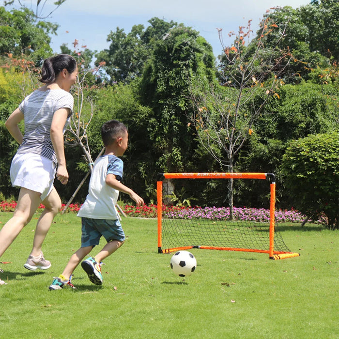 Kids Foldable Football Goal with Ball & Pump — Portable Outdoor Set