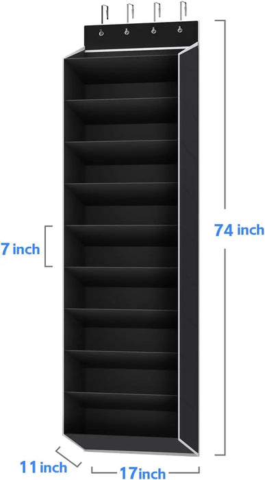 10-Tier Over-the-Door Shoe Organiser — Deep Pocket Hanging Rack (74in x 17in x 11in)