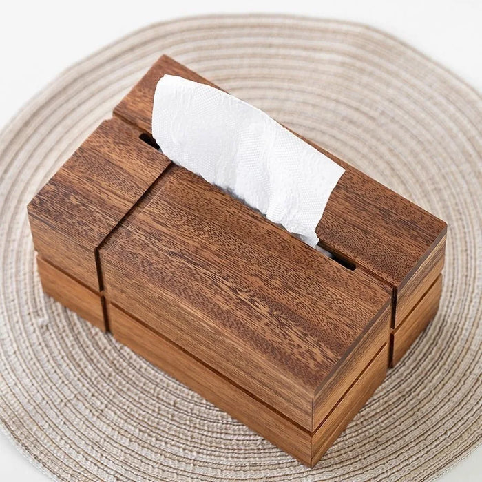 Walnut Solid Wood Tissue Box — Classic Desktop & Living Room Case