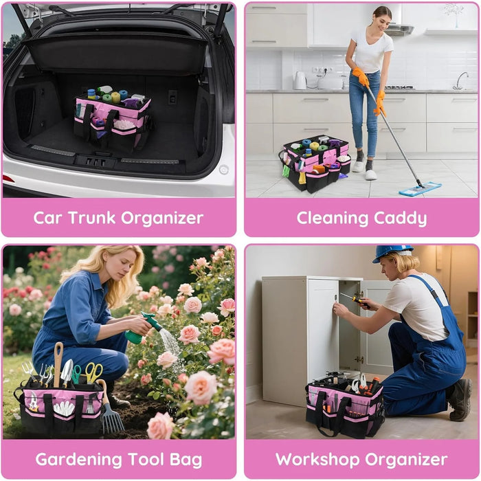Large Cleaning Caddy Tote with Support Board & Multi-compartment Organiser